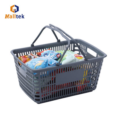 Logo-Printed Double Handle Plastic Basket for Supermarket Retail Shopping