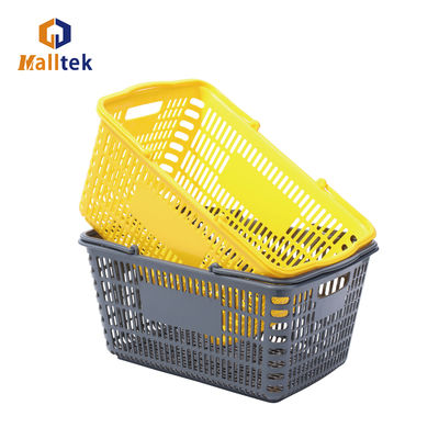 Logo-Printed Double Handle Plastic Basket for Supermarket Retail Shopping