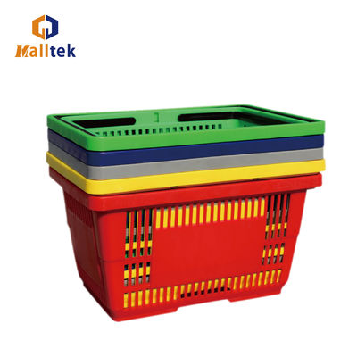 Popular Double Handle HDPP Hand Basket Plastic Shopping Basket For Retail Stores
