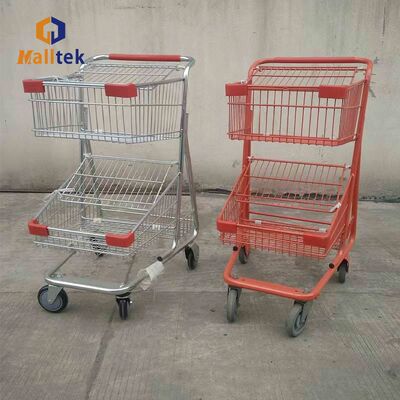 Hot Sale 2 Layer Supermarket Shopping Trolley For Grocery 100KG Loading